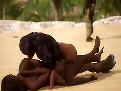 dwie piękne dziewczyny pieprzą faceta na plaży-dzikie życie