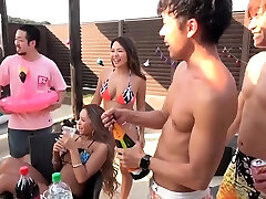 Cute young Japanese fuck after outdoor student gets homework help party -