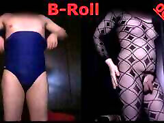 B-Roll: Adult Cinema swimsuit and catsuit tryon in Cabin. Exhibitionist Tobi00815