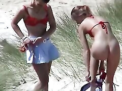 Teen lesbians on the beach
