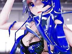 Miku Undress Dance nikky blonde interracial Tatto Girl Mmd 3D Blue Hair Color Edit Smixix