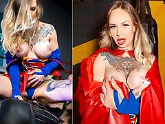 supergirl cosplay de récréation baisée par batman et deadpool
