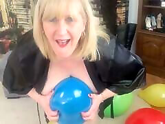 Balloon Fetish. hot massage prostate Tit Mature Balloon blowing and Popping