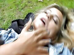 Cute leabian luna star blonde gets double penetrated outdoors