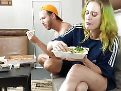 Hot Couple Eating Together