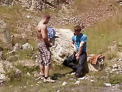 Muscle Twink Couple in Raw Sun Bathing