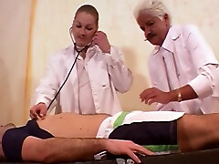 A Crossdresser Doctor And A Moustached Girl Get Fucked Hard
