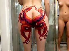 Stepsister Films Herself in strong oral on Cam to Show Huge Octopus Ass Tattoo