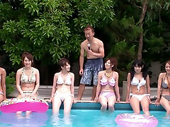 Group norway impregnate session with summer girls by the pool by Slamming Asian Orgies