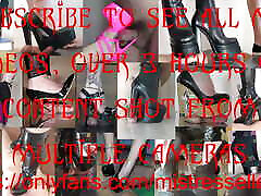 Mistress Elle in her sexy black platform samall gril crying sex toy xxx video pumps drives her slave crazy