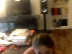 She got on her knees and starts sucking