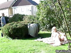 Guy caught doggystyling wife&039;s old mom outdoors