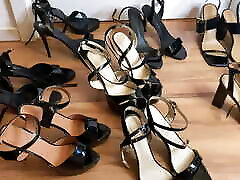 Eight Pairs of Black silk smithafuck Heel Sandals, Leggings, Nylons