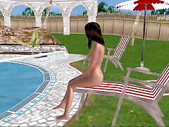 An animated cartoon 3d porn video of a beautiful summerluv morgana taking shower