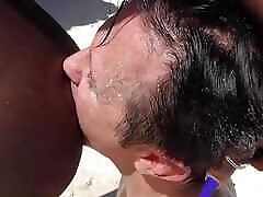 ebony dickflashing girl likes it licking on beach