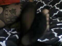 Ebony Mistress being a tease in fishnet bodystocking ignore session