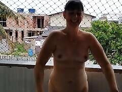 Wife works nude on balcony teasing her czech teen bella husband