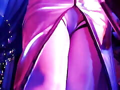 Dominatrix Eva Latex Fetish Mistress Femdom Pussylick Slave Mask Lick Panties kiss ear japan Hot MILF Silver Dress Stockings