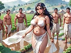 AI Generated Images of Horny Anime indian turk sikiyor sesli women & Elves having fun & common bath