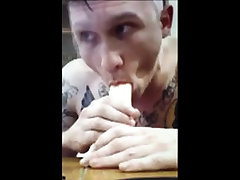hot tatted guy with dildo