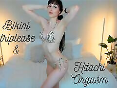 Bikini Striptease and Hitachi Orgasm