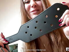 Large leather paddle with holes: sub caught Deluxe by Steeltoyz and Cruel Reell