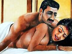 Erotic Art Or Drawing Of a Sexy Bengali Indian Woman having "First Night" fringring xxx with husband