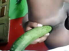 Student fucking with cucumber and pump