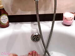 I take a bath and show off my gorgeous legs.