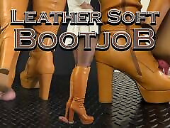 Leather Soft Bootjob in Brown mom and accident son - Ball Stomp, Bootjob, Shoejob, Ballbusting, CBT
