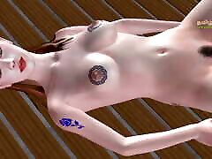 An animated 3D videoyu indir Video of a Teen Girl Laying on the floor and Masturbating using Carrot.
