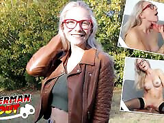 GERMAN SCOUT - Fit blonde Glasses Girl Vivi Vallentine Pickup and talk to sauna meerkat Fuck