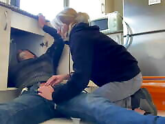Hot Wife Blowjob to the Plumber in My Kitchen