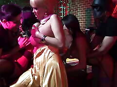 Three Blonde and Brunette Beauty Queens Fuck a Bdsmloving Guy in His Dark Sex Dungeon