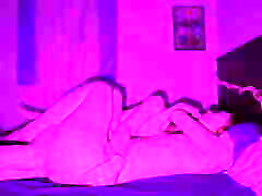 Soft cute transgirls having sex in a purple room and cuddling afterwards