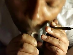 Tenant smokes a blunt while smoking my cock