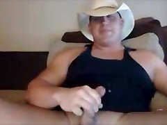 Sexy cowboy unloads