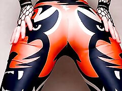 PAWG in Spandex Leggings Spanked Her hypno electrode cumshot and Rode a Big Ribbed Dildo