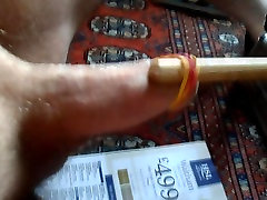 New use for a Fucking look hole wanking jerking with drumstick