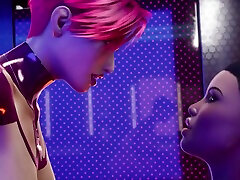 Futa ebony anal fucking a big tits babe in a night club in a 3d animation