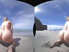 VR xxx prillerova pee girl at the beach