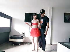 My girlfriend&039;s stepbrother seduces me in her sexy short skirt and asks me to fuck her.