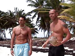 Double penetration on the shoreline for Caty Campbell that comes