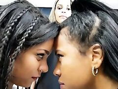 Two Brazilian lesbians compete with deep kisses