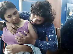 Vaishnavy and Sharun Raj hot saree romance part 2, Neck lick romance with lip lock and boobs press, Mallu couple hot boobs press