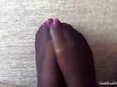 Pink Toes In Black Pantyhose