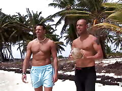 Double penetration on the shoreline for Caty Campbell that comes