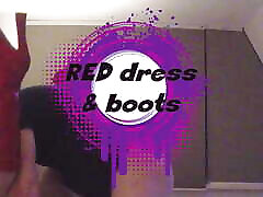UDA red jepan ria dress and larzen, MILF really cums