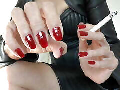 Leather Mistress Lady Victoria Valente - Beautiful Hands, Red Fingernails, Cigarette, Close-ups Leather Mistress Lady Victoria Valente - Beautiful Hands, Red Fingernails, Cigarette, Close-ups