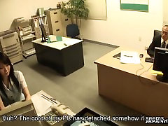 Asian old garl yorn boy sex getting fucked on the office table
